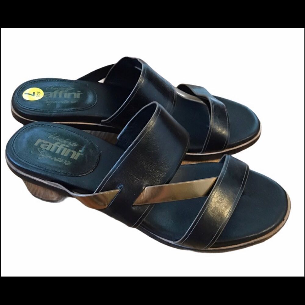 Umberto Raffini 6.5 (37) Black Leather Sandal NWOB